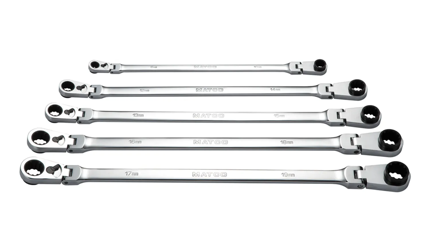 Split Ratchiting Socket 5-pc Reversible Double Box Flex Ratcheting Wrench Set, No. SRWFXLM52T ...