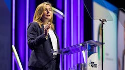 Amy Davis, president of Accelera by Cummins, delivers a keynote at ACT Expo 2023. Amy Davis, president of Accelera by Cummins, delivers a keynote at ACT Expo 2023.