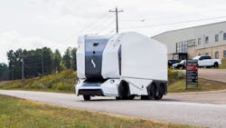 In October 2022, Einride transported GE Appliances freight between a Tennessee manufacturing facility and warehouse. In October 2022, Einride transported GE Appliances freight between a Tennessee manufacturing facility and warehouse.