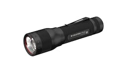 The P7R SE Flashlight from Ledlenser features a pocket clip and end-cap switch. The P7R SE Flashlight from Ledlenser features a pocket clip and end-cap switch.