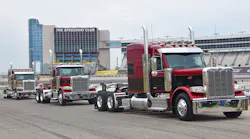 Peterbilt offered a range of Model 589 configurations for the launch event ride-and-drive at Texas Motor Speedway