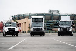 Freightliner's new eM2 has been designed to fit in as part of the eCascadia product portfolio. Freightliner's new eM2 has been designed to fit in as part of the eCascadia product portfolio.