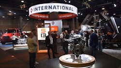 The S13 Integrated Powertrain takes a front-and-center position at International Truck’s CONEXPO-CON/AGG 2023 exhibit space. The S13 Integrated Powertrain takes a front-and-center position at International Truck’s CONEXPO-CON/AGG 2023 exhibit space.