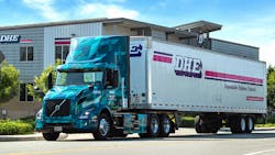 DHE has three Volvo VNR Electric Cass 8 tractors in its fleet. DHE has three Volvo VNR Electric Cass 8 tractors in its fleet.