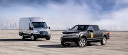 Ford E-Transit and electric F-150 prototypes were first unveiled in late 2020 before sales began in model year 2022. Ford E-Transit and electric F-150 prototypes were first unveiled in late 2020 before sales began in model year 2022.