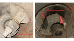 Look for signs of scraping around a bolt to determine if it’s under-torqued. Link Mfg. Look for signs of scraping around a bolt to determine if it’s under-torqued. Link Mfg.