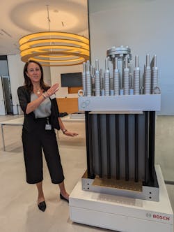 Carola Ruse, Bosch project VP for Electrolyzer, discusses the technology at the company’s Stuttgart-Feuerbach plant. Carola Ruse, Bosch project VP for Electrolyzer, discusses the technology at the company’s Stuttgart-Feuerbach plant.