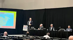 Mike Gomes, VP of maintenance at Bison Transport, addresses the audience at ATA MCE.