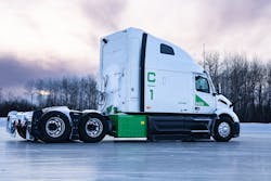A truck with Hyliion's ERX powetrain undergoing winter testing. A truck with Hyliion's ERX powetrain undergoing winter testing.