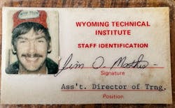Mathis' ID card in his second role at WyoTech. Mathis' ID card in his second role at WyoTech.