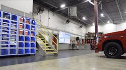 Hendrickson uses four monitors to help track their work and keep technicians accountable and aware of their job times. Hendrickson uses four monitors to help track their work and keep technicians accountable and aware of their job times.