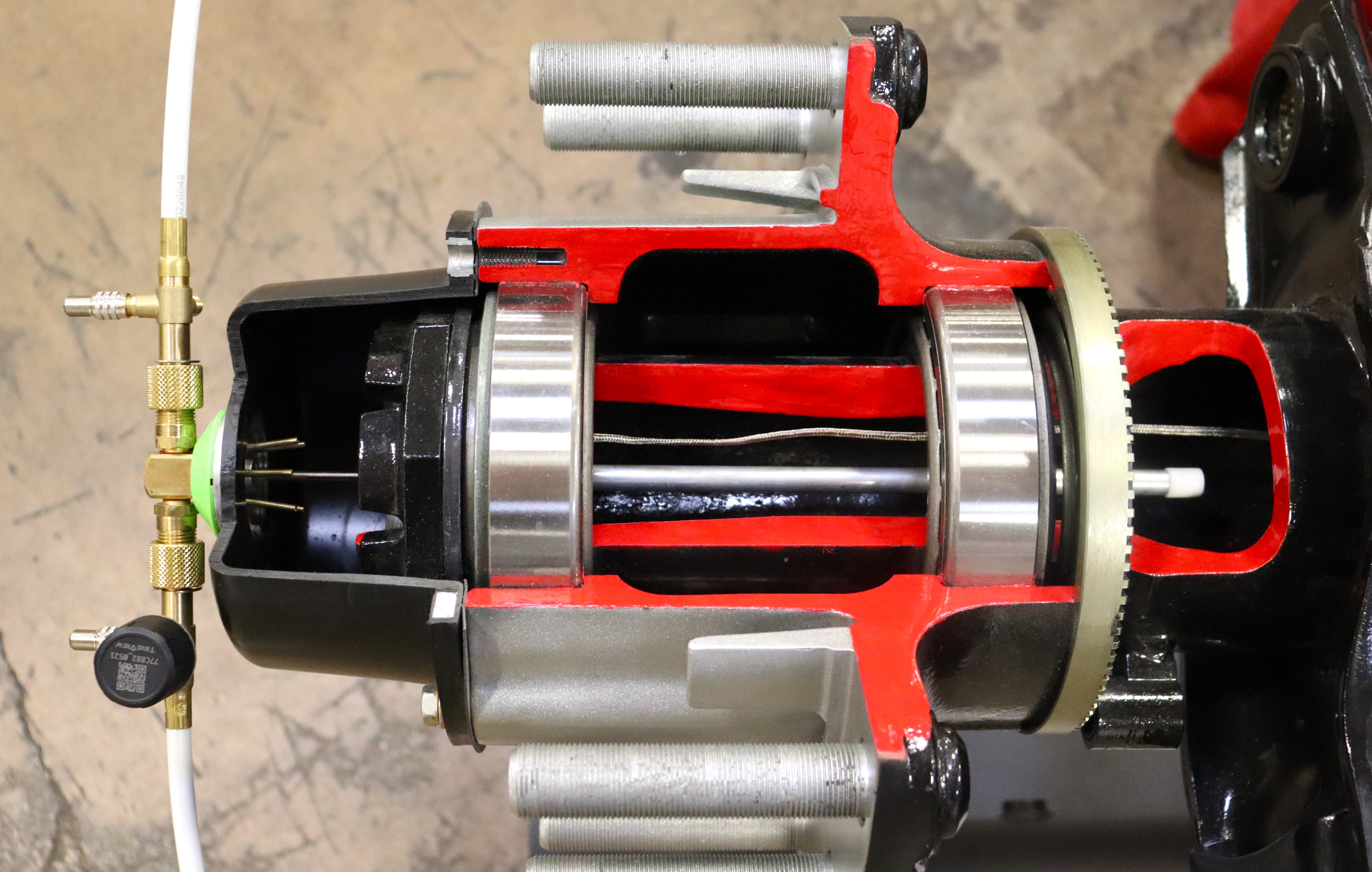 An inside look at a wheel end with an MTIS system.