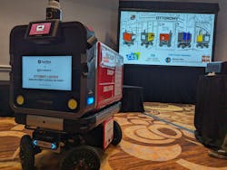 Ottonomy's Ottobot is an autonomous delivery robot. Ottonomy's Ottobot is an autonomous delivery robot.