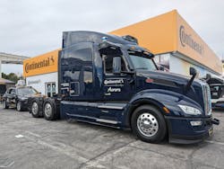Aurora's AV-powered truck outside Continental's CES 2024 display booth. Aurora's AV-powered truck outside Continental's CES 2024 display booth.