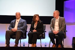 From left to right: Mike Harris, president, FleetPride Parts & Service; Tina Hubbard – president & CEO, HDA Truck Pride; Brad Fulkerson – president & CEO, Aurora Parts & Accessories From left to right: Mike Harris, president, FleetPride Parts & Service; Tina Hubbard – president & CEO, HDA Truck Pride; Brad Fulkerson – president & CEO, Aurora Parts & Accessories