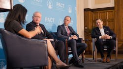 DTNA CEO and President John O’Leary, Navistar President and CEO Mathias Carlbaum, and VTNA President Peter Voorhoeve discuss their new coalition during a moderated panel at the National Press Club in Washington, D.C., on Jan. 30. DTNA CEO and President John O’Leary, Navistar President and CEO Mathias Carlbaum, and VTNA President Peter Voorhoeve discuss their new coalition during a moderated panel at the National Press Club in Washington, D.C., on Jan. 30.