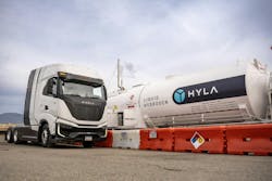 Nikola's recently unveiled mobile fueling station in Ontario, California. Nikola's recently unveiled mobile fueling station in Ontario, California.