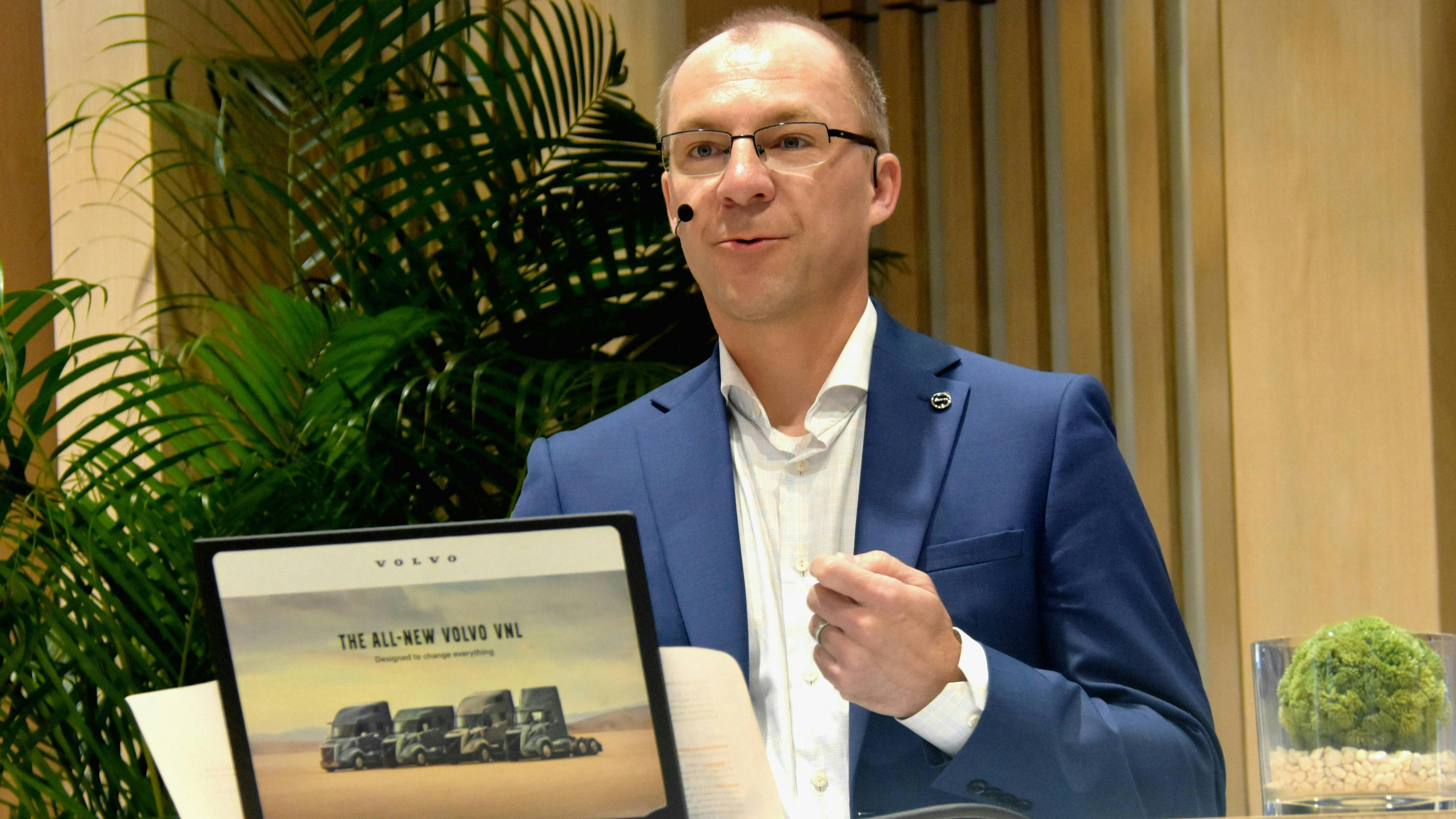 VTNA's Magnus Gustafson, VP, connected services, highlights the advantages of improved connectivity with the new Volvo VNL.