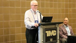 Jack Poster, TMC services manager (left) and Robert Ziemba, senior director of marketing at Decisiv (right) discuss the latest findings from the latest TMC/Decisiv joint VMRS report. Jack Poster, TMC services manager (left) and Robert Ziemba, senior director of marketing at Decisiv (right) discuss the latest findings from the latest TMC/Decisiv joint VMRS report.