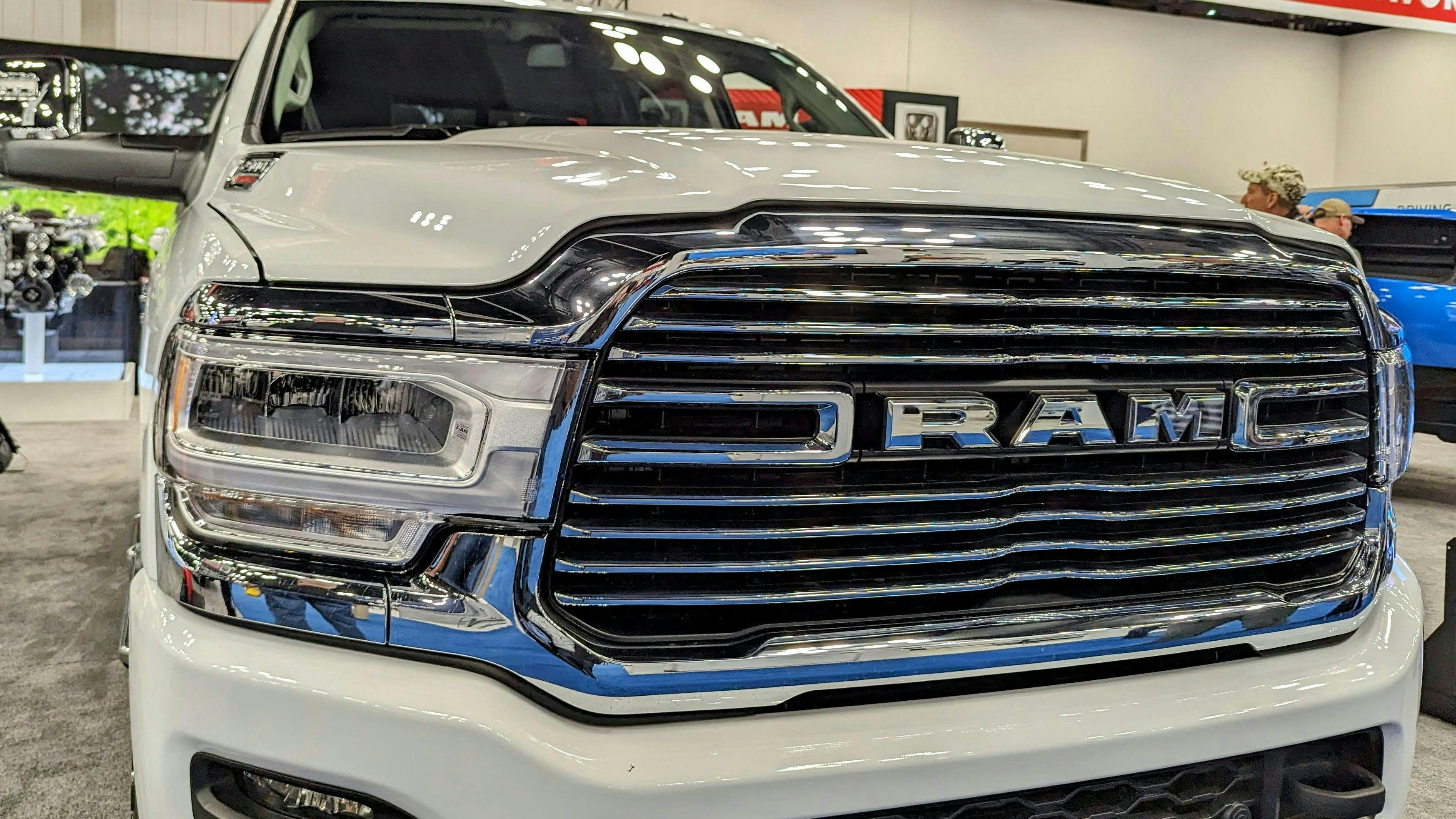 A Ram truck on display during NTEA's 2024 Work Truck Week, where Stellantis launched its new Ram Professional brand.
