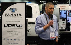 Dean Stratham, Vanair vice president of sales, discusses the company's recent acquisition of Grip Idle Management during a media gathering March 7 at NTEA's Work Truck Week in Indianapolis. Dean Stratham, Vanair vice president of sales, discusses the company's recent acquisition of Grip Idle Management during a media gathering March 7 at NTEA's Work Truck Week in Indianapolis.