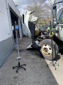 To help keep her PicoScope accessible and mobile, Missy Albin created her own “IV stand” for a fraction of the cost. “I proved that using a scope took the same amount of time as breaking out your multimeter,” Albin said. To help keep her PicoScope accessible and mobile, Missy Albin created her own “IV stand” for a fraction of the cost. “I proved that using a scope took the same amount of time as breaking out your multimeter,” Albin said.