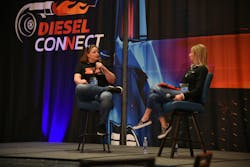 Jennifer Wilson, at left, discusses shop expansion with Amy Newman, director of Operations for Fullbay, at right. Jennifer Wilson, at left, discusses shop expansion with Amy Newman, director of Operations for Fullbay, at right.
