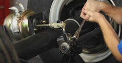 Perform the initial brake adjustment. Double-check the free stroke and stroke length for CVSA regulations. Perform the initial brake adjustment. Double-check the free stroke and stroke length for CVSA regulations.