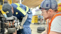 New techs at Love’s are required to work side-by-side with a more experienced tech for three months. New techs at Love’s are required to work side-by-side with a more experienced tech for three months.