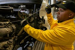 Technicians should keep an eye on their engine oil to make sure the lubricant isn't breaking down or contaminated. One way to do this is through used engine oil analysis. Technicians should keep an eye on their engine oil to make sure the lubricant isn't breaking down or contaminated. One way to do this is through used engine oil analysis.