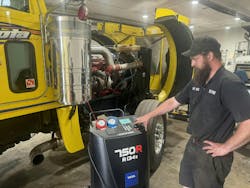 Billy Bielsky, co-owner of Bay One Truck & Equipment Repair in Washington, N.J., said technicians like the automation and overall simplicity of their A/C service machine, the TEXA Konfort 750R. Billy Bielsky, co-owner of Bay One Truck & Equipment Repair in Washington, N.J., said technicians like the automation and overall simplicity of their A/C service machine, the TEXA Konfort 750R.