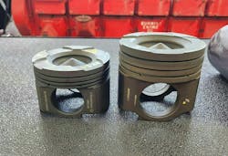 The new X15's pistons (left) are shorter than the last model's (right) to help reduce friction, engine weight, and engine height. The new X15's pistons (left) are shorter than the last model's (right) to help reduce friction, engine weight, and engine height.