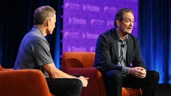 Rob Painter, president and CEO of Trimble (left) and Jack Kennedy, co-founder and CEO of Platform Science (right), discuss the acquisition at Trimble Transportation's 2024 Insight Conference in Las Vegas. Rob Painter, president and CEO of Trimble (left) and Jack Kennedy, co-founder and CEO of Platform Science (right), discuss the acquisition at Trimble Transportation's 2024 Insight Conference in Las Vegas.