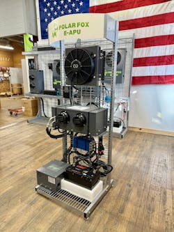 The Polar Fox T-Model 12V and 24V eAPUs use a Group 31 Lithium battery that also start the truck. The system features an auto-shutoff to reserve this truck-starting power. Users can monitor battery health through a Bluetooth connection. The Polar Fox T-Model 12V and 24V eAPUs use a Group 31 Lithium battery that also start the truck. The system features an auto-shutoff to reserve this truck-starting power. Users can monitor battery health through a Bluetooth connection.