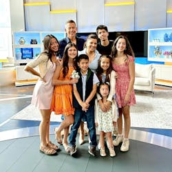 Sean Duffy, his wife Rachel Campos-Duffy, and seven of their nine children. Sean Duffy, his wife Rachel Campos-Duffy, and seven of their nine children.