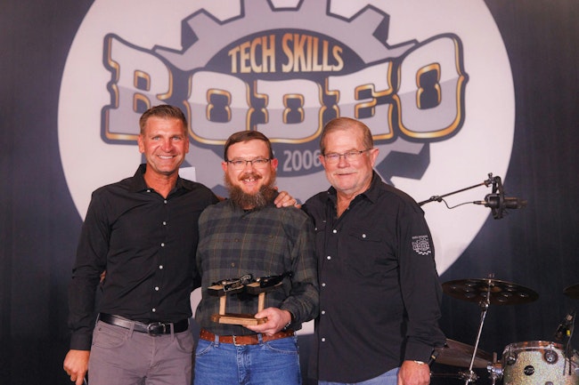 From left to right, retired NASCAR driver and current broadcaster Clint Bowyer, Christopher Purcell, and Rush CEO and President W.M. “Rusty” Rush.