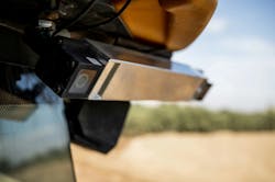 Deere's autonomous system relies on 16 cameras that provide 360-degree coverage around the cab. The system is also highly accurate due to the stereo cameras' 'triple overlap,' according to Willie Pell, CEO of Deere subsidiary Blue River Technology. Deere's autonomous system relies on 16 cameras that provide 360-degree coverage around the cab. The system is also highly accurate due to the stereo cameras' 'triple overlap,' according to Willie Pell, CEO of Deere subsidiary Blue River Technology.