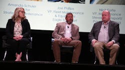 Left to right: Amanda Schuier, strategic maintenance director for Jetco Delivery and TMC General Chair; Joe Phillips, VP of Fleet Maintenance and Equipment for Eagle Transport; Nick Forte, VP of Maintenance for Stevens Transport. Left to right: Amanda Schuier, strategic maintenance director for Jetco Delivery and TMC General Chair; Joe Phillips, VP of Fleet Maintenance and Equipment for Eagle Transport; Nick Forte, VP of Maintenance for Stevens Transport.