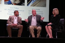 Left to right: Joe Phillips, VP of Fleet Maintenance & Equipment, Eagle Transport, Nick Forte, VP of Maintenance, Stevens Transport, Molly MacKay Zacker - VP, Operations, MacKay & Company Left to right: Joe Phillips, VP of Fleet Maintenance & Equipment, Eagle Transport, Nick Forte, VP of Maintenance, Stevens Transport, Molly MacKay Zacker - VP, Operations, MacKay & Company