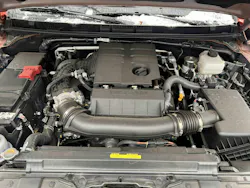 The 2025 Nissan Frontier Pro-4X features a 3.8L V6 engine that offers 310 hp and 281 lb.-ft. of torque. The 2025 Nissan Frontier Pro-4X features a 3.8L V6 engine that offers 310 hp and 281 lb.-ft. of torque.