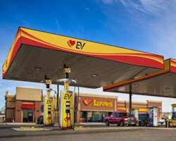 Love's will begin construction of EV charging ports in eight states over the next year: Alabama, Colorado, Illinois, Kansas, Kentucky, New York, Ohio, and Pennsylvania. Love's will begin construction of EV charging ports in eight states over the next year: Alabama, Colorado, Illinois, Kansas, Kentucky, New York, Ohio, and Pennsylvania.