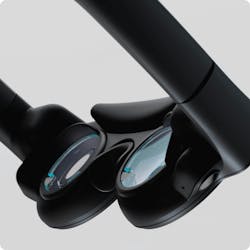 Diagnostic data and technical instructions display on the tiny goggles, which appear much larger to the wearer. Diagnostic data and technical instructions display on the tiny goggles, which appear much larger to the wearer.