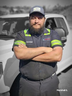 Marshall Sheldon, journeyman mobile technician at MHC Kenworth in Macon, Georgia, has over 15 years of maintenance experience, many in leadership roles. Marshall Sheldon, journeyman mobile technician at MHC Kenworth in Macon, Georgia, has over 15 years of maintenance experience, many in leadership roles.