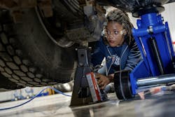 New technicians won't be tearing down diesel engines, but they can assist senior techs on less complex but important jobs such as making sure jack stands are placed correctly. New technicians won't be tearing down diesel engines, but they can assist senior techs on less complex but important jobs such as making sure jack stands are placed correctly.