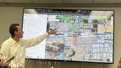 Javier Rogel, chief innovation officer at Mex-Cal Truckline, highlights routes and geofences within Samsara's fleet management dashboard. Javier Rogel, chief innovation officer at Mex-Cal Truckline, highlights routes and geofences within Samsara's fleet management dashboard.