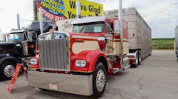 Kate Whiting of Chetek, Wisconsin, took second place in the 'Show Class - Combination' category with her 1973 Kenworth W900L and 1974 Wilson cattle trailer, which she calls 'Cherry Pie.'