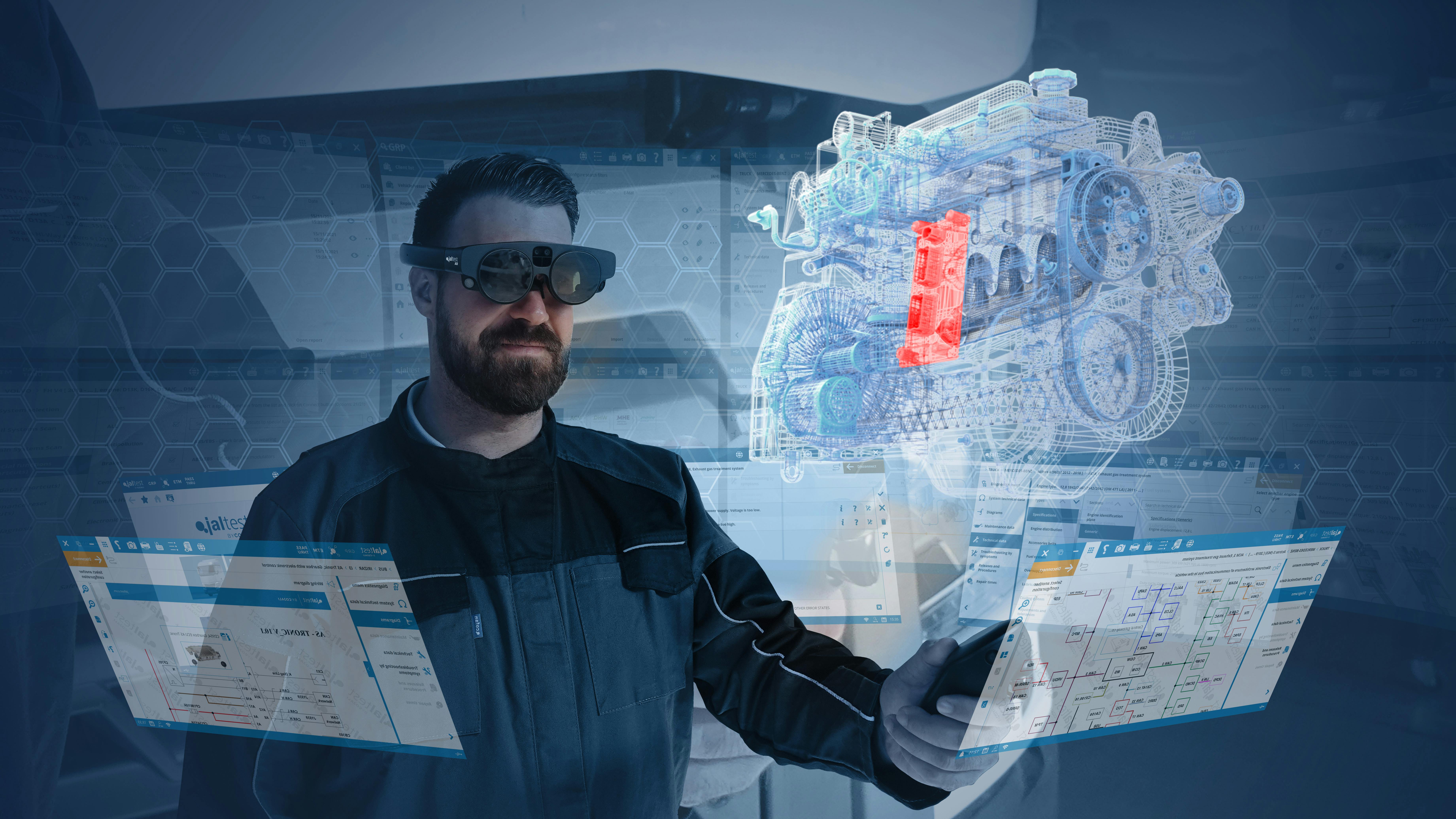 Cojali&rsquo;s Jaltest AR software runs off the Magic Leap 2 smart goggles, allowing techs to access diagnostic and repair information via hand gestures, and in the future, voice commands.