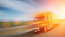 Speeding truck at sunrise Speeding truck at sunrise