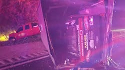 A support driver for Clubb Racing fell asleep and hit a median on I-80 in Illinois on the morning of Aug. 2. The stock car was severely damaged when the trailer flipped and was subsequently hit by several passing tractor-trailers. A support driver for Clubb Racing fell asleep and hit a median on I-80 in Illinois on the morning of Aug. 2. The stock car was severely damaged when the trailer flipped and was subsequently hit by several passing tractor-trailers.