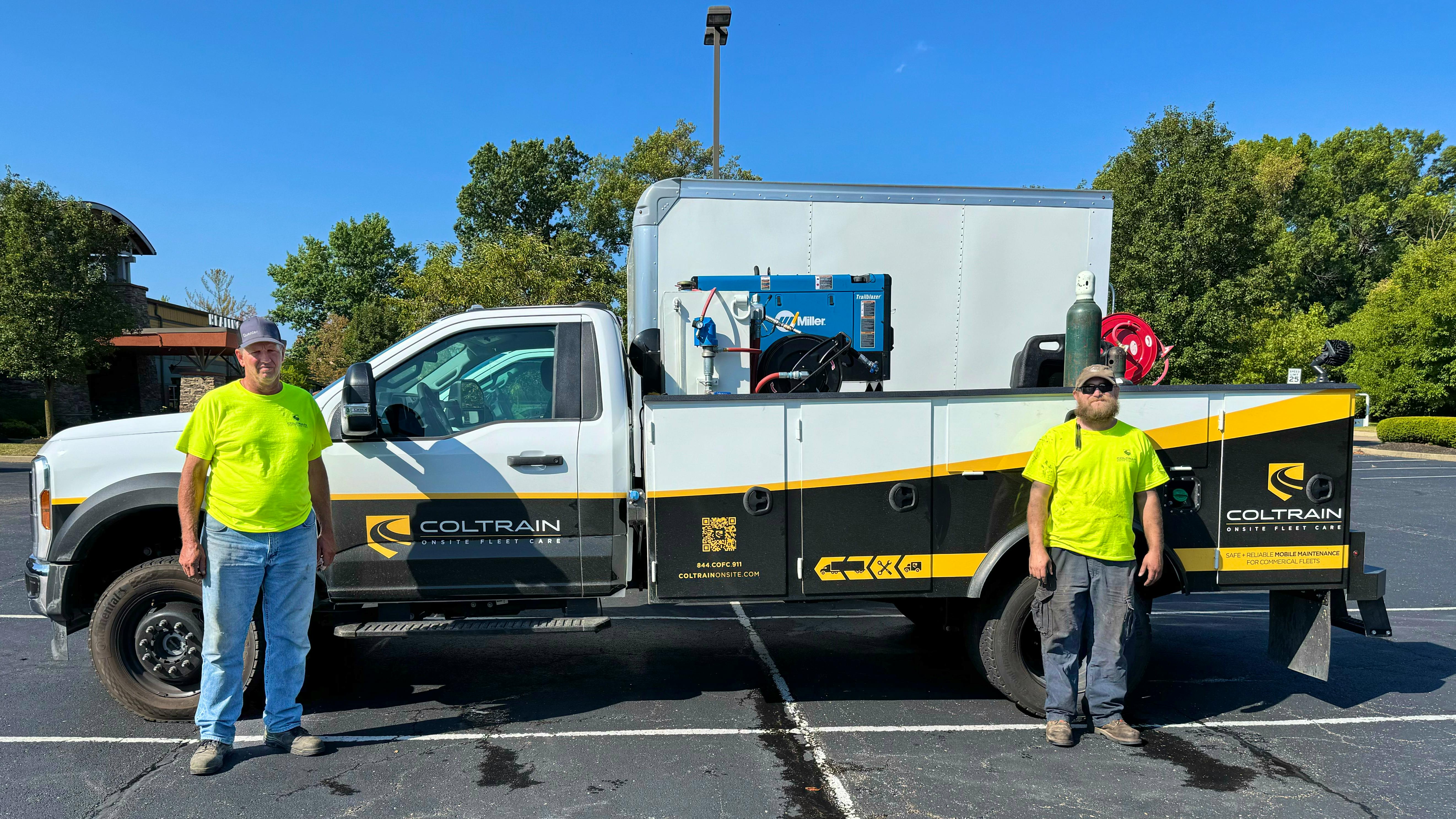 Coltrain Onsite Fleet Services' mobile techs Guenter Grote and Jesse Lovins